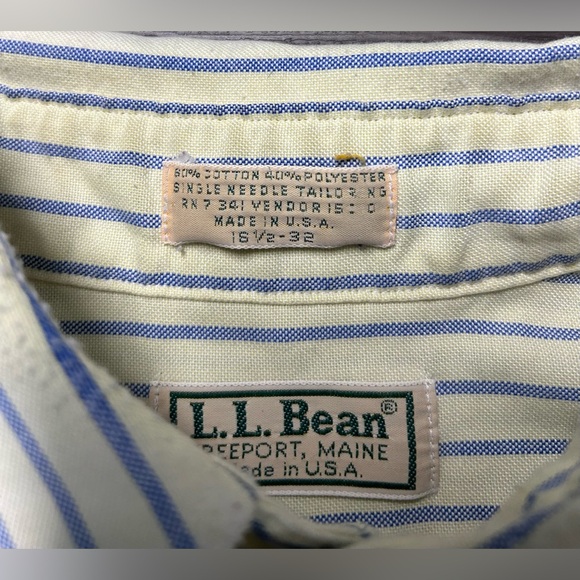 L.L. Bean Yellow and Blue Striped Button Down Shirt Size 16.5 - 32 - Picture 3 of 6